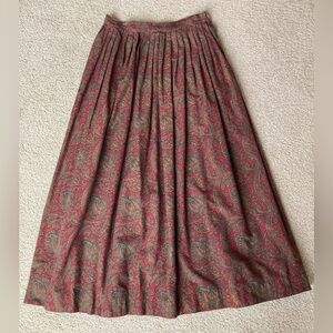 Vintage Ralph Lauren 100% Cotton Paisley Pleated Midi Skirt
